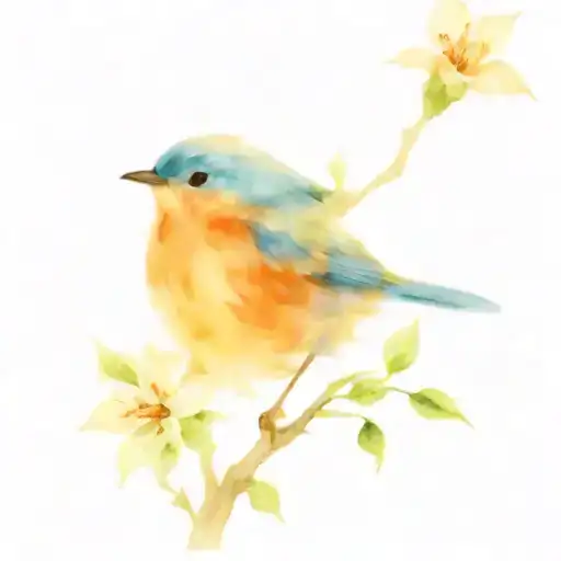 A Blue Bird Among Roses