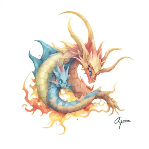 Pokemon Characters Gyarados And Onyx In Battle Scene