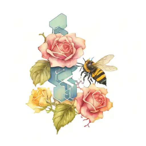 Horror 3D Puzzle Piece With Roses Growing And Bee Flying