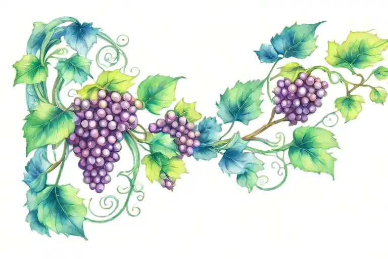 Ivy Grape Vine With Purple Grape Wrapped Arms Around Herself
