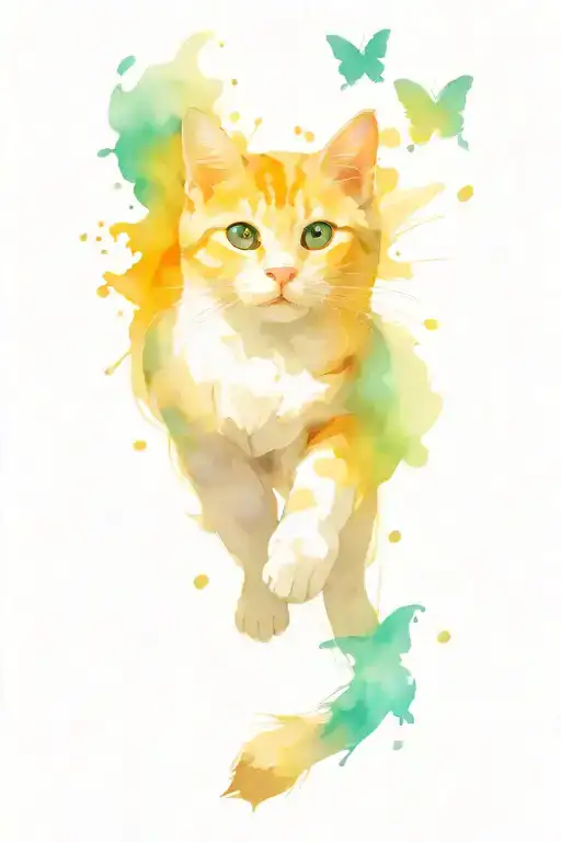 Cat Chasing Butterfly Flying