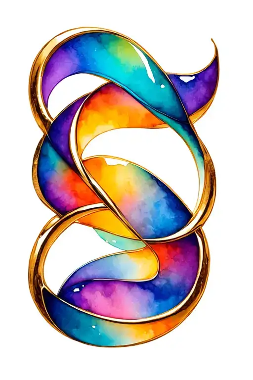Infinity Loop Gold With Spectrum Colors Representing