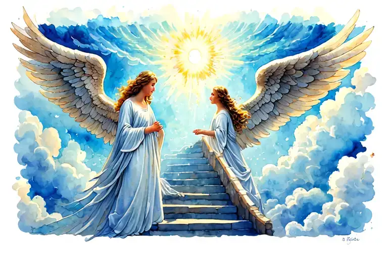 Angels Clouds Stairs Going Into Heaven
