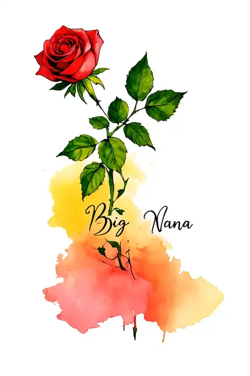 Rose With The Name Big Nana In The Stem