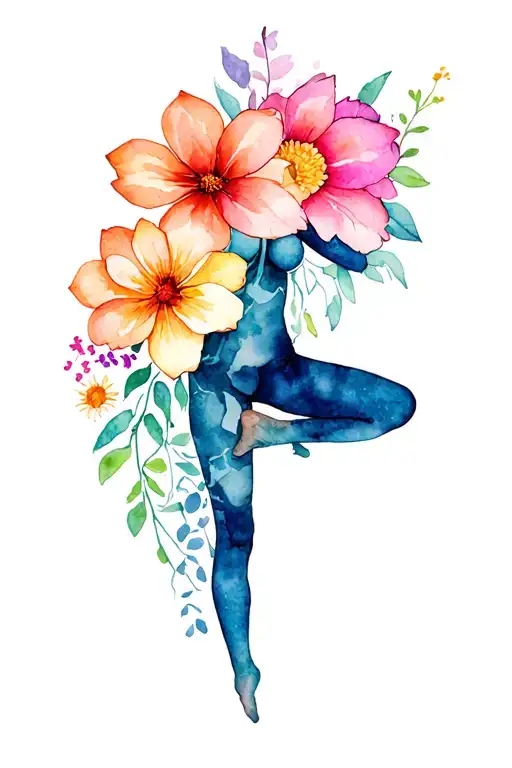 Yoga Inspired And Flower Intertwined