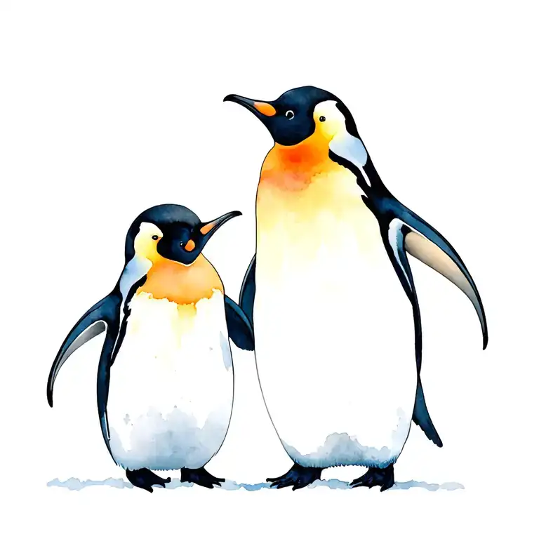 2 Adult Penguins With 2 Small Penguins Holding Hands