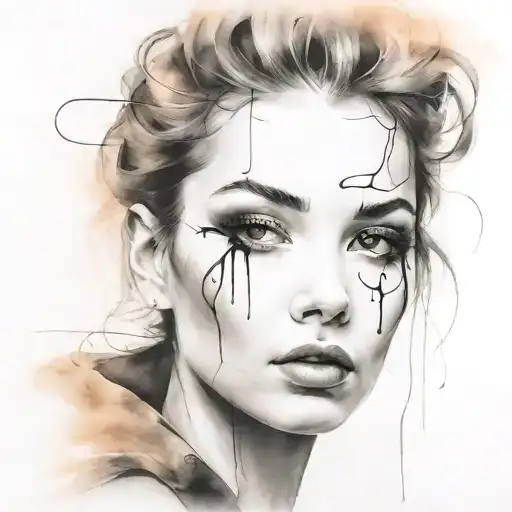 Face Portrait Using Ink Black Street Graffiti Art On A Inspired Banksy