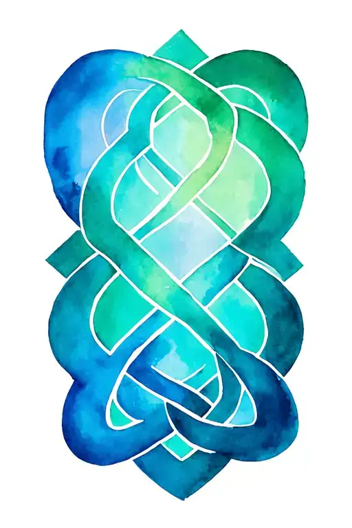 Four Elements Intertwined With The Witches Knot Design Incorporating