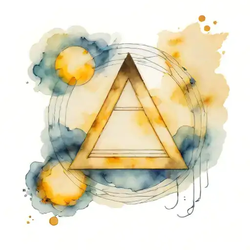 Aa Symbol Of A Triangle Inside A Circle With The Moon