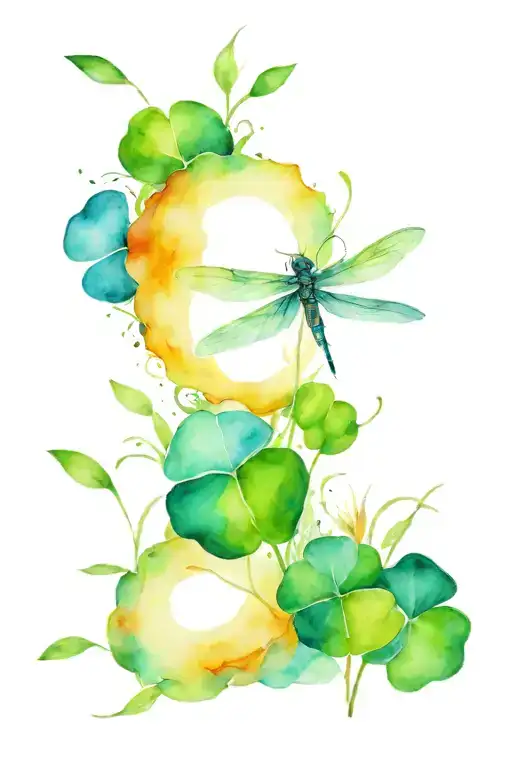 4 Leaf Clover With Dragonfly
