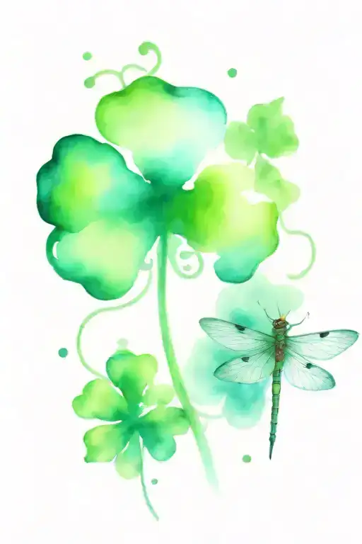 4 Leaf Clover With Dragonfly