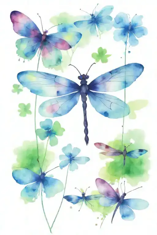 4 Leaf Clover With Dragonflies Pain Hatred Grief