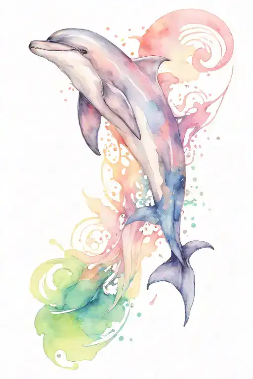 Dolphin Swimming Through A River Flowing