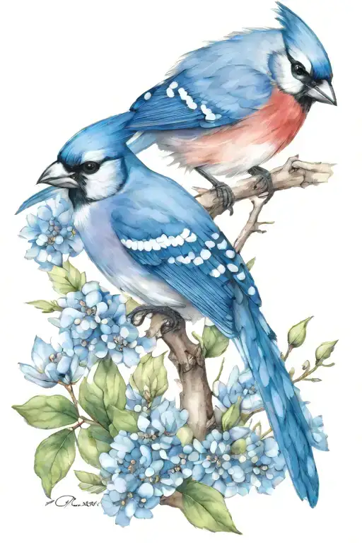 Cardinal And Blue Jay