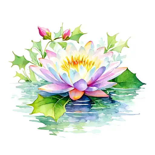 Water Lily And Holly Flowers