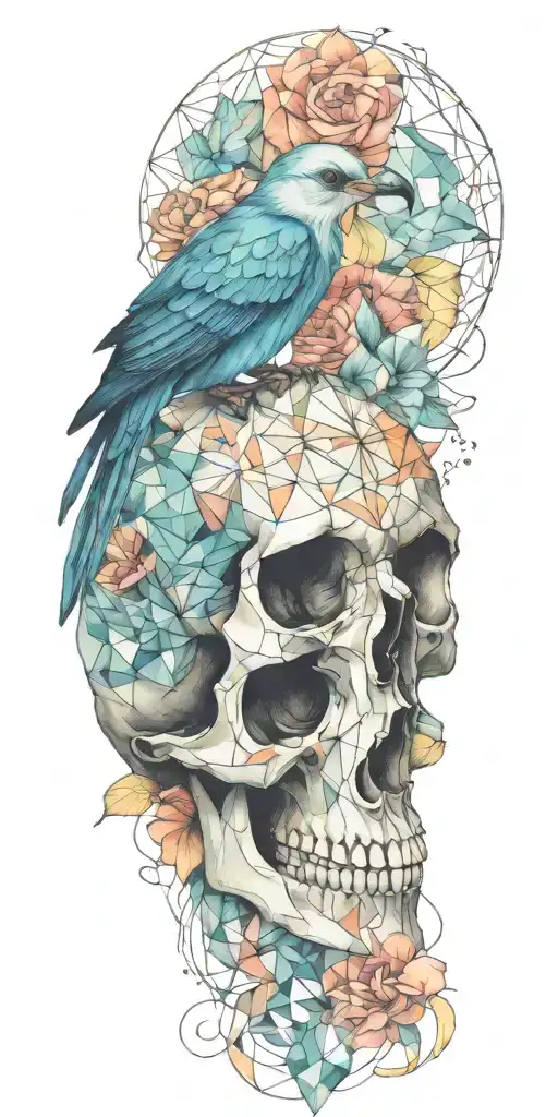 Bird Skull With Geometric Surrounding