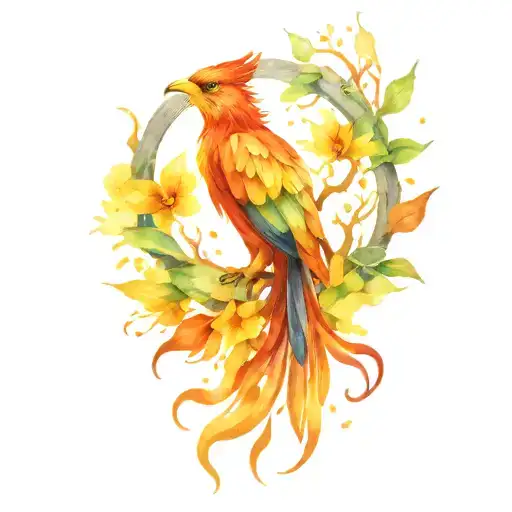 Phoenix Bird Inside A Tree Of Life