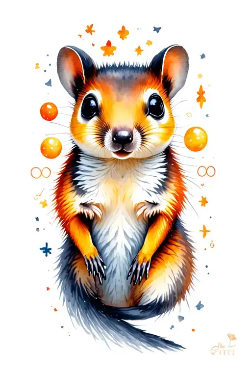 Quoll Surrounded By Dopamine And Serotonin Symbols