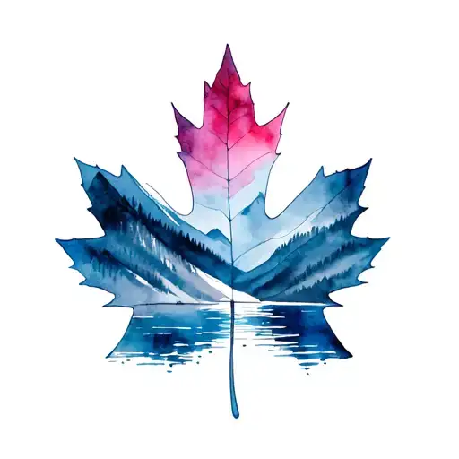 Canadian Maple Leaf With Lake Louise Scene