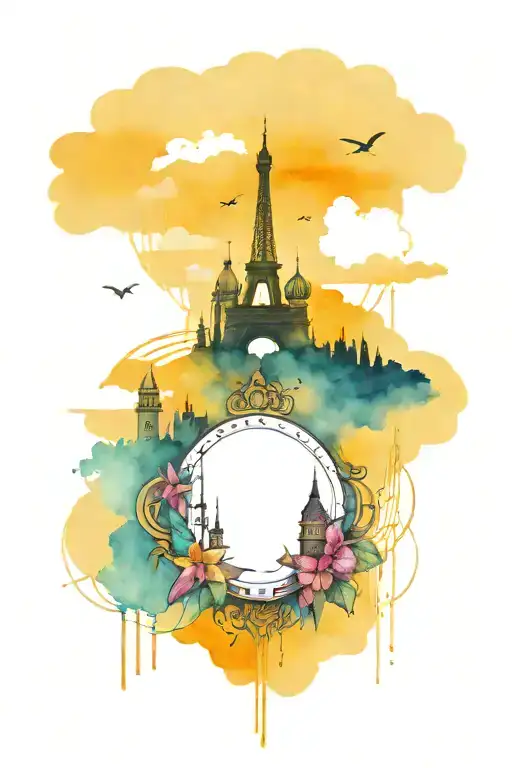 Travel Inspired Tattoo Design Featuring