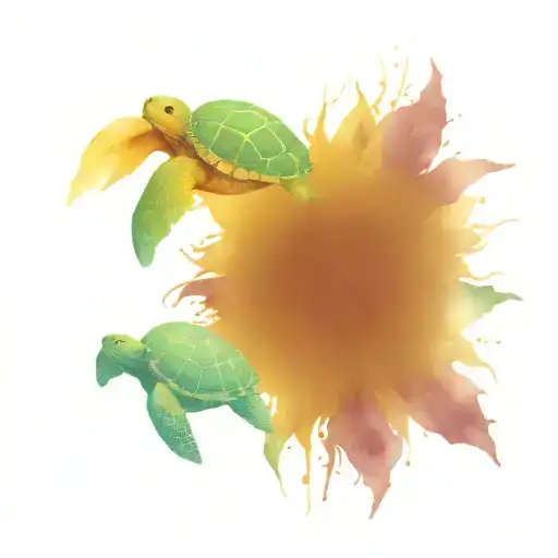 Sunflower And Turtle Holding Hands
