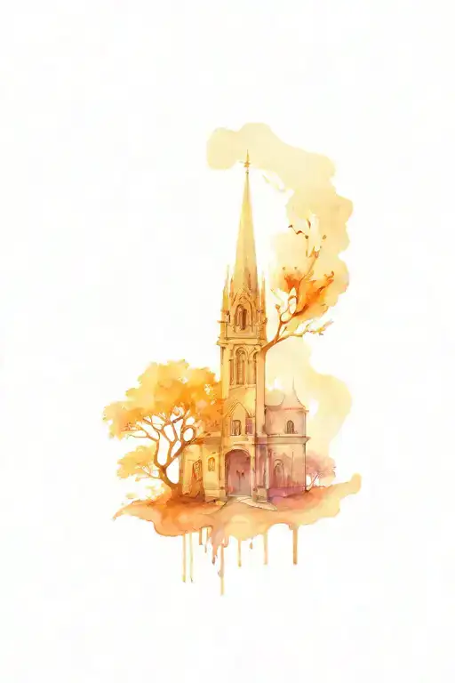 Burning Gothic Monastery Growing From The Skull