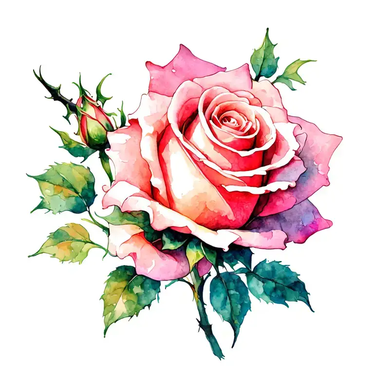 Rose With Thorn For Back Shoulder