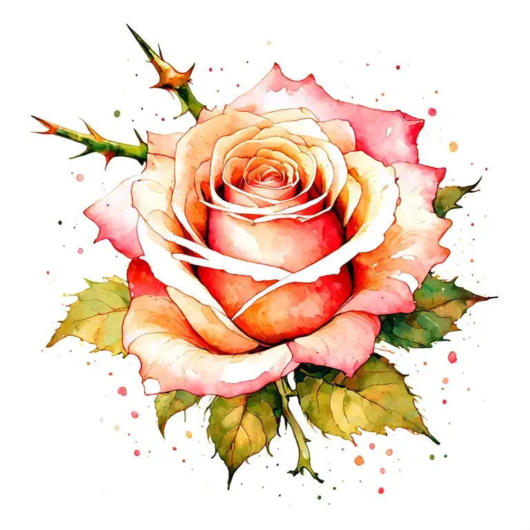 Rose With Thorn For Back Shoulder