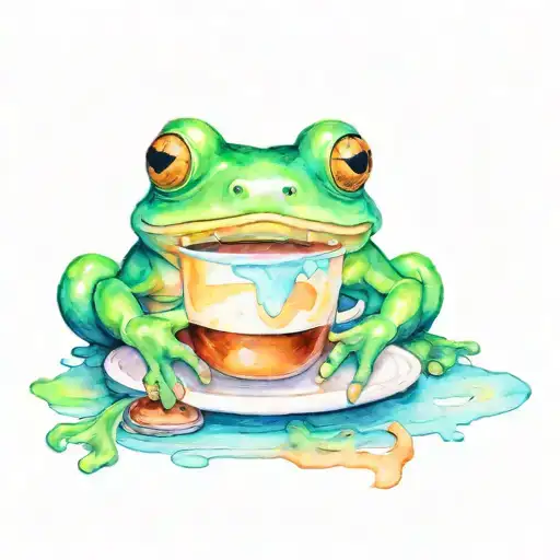 Comic Frog Drinking Coffee