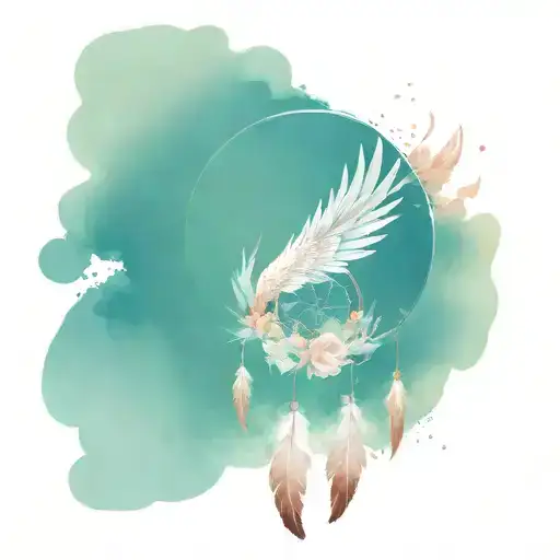 A Dream Catcher Made Of Angel Wings For Angel Baby With A Broken Clock