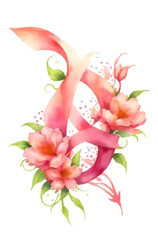 Breast Cancer Symbol Combined With Flowers