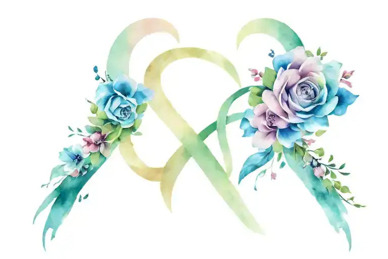Breast Cancer Symbol Combined With Flowers