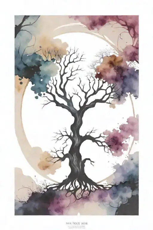 Black World Tree In A Circle Dark Side