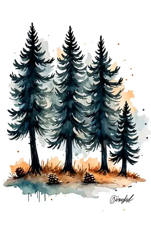 Graffiti Pine Trees With Cones