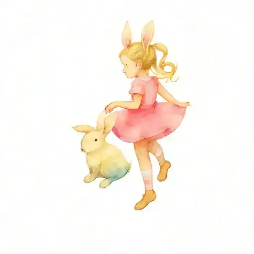 Little Prince As A Girl With Pink Intertwined Rabbit