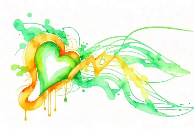 Heart Beat Line With Green Heart