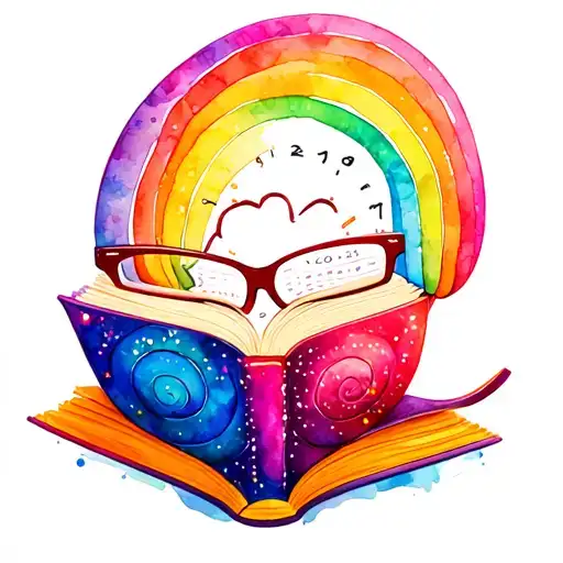 Cute Sparkly Rainbow Snail Wearing Glasses Reading A Book About Calculating Speed