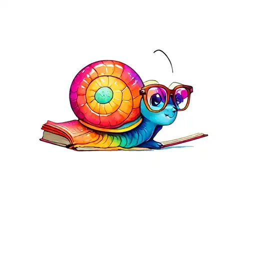 Cute Sparkly Rainbow Coloured Snail Wearing Glasses Reading A Book About Calculating Speed