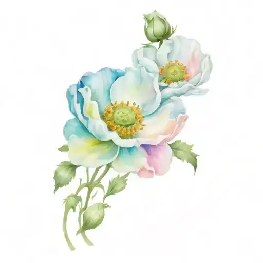 Poppy Flower Intertwined With Daisy And Peony Flower