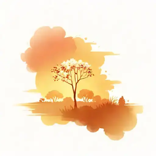 Flowers Trees Sunset Background