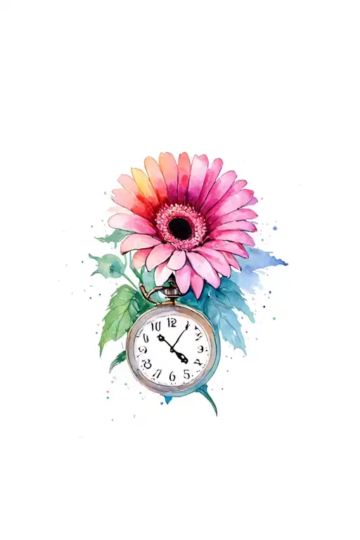Gerbera And Clock