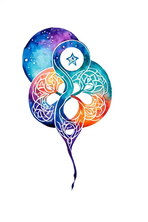 Triskele And Tree Of Life In The Cosmos With Celtic Symbols