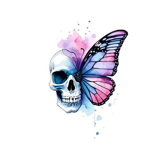 Half Skull Half Butterfly