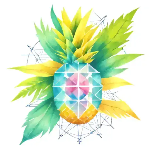 Pineapple With North South Compass Geometric Lines