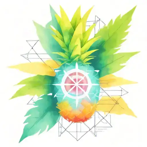 Pineapple With Compass North And South Geometric Lines