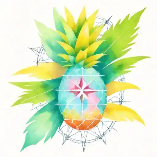Pineapple With Compass North And South Pole Line