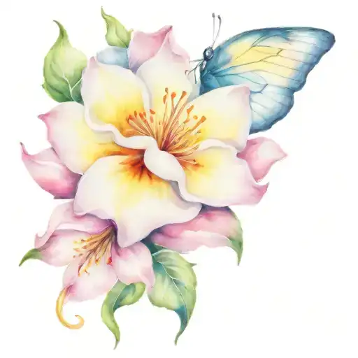 July Birth Flower And Butterfly