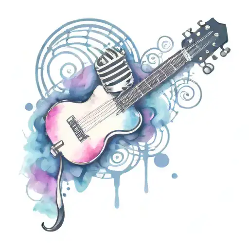 A Psychological Symbol Merged With A Rockabilly Microphone And Music Notes