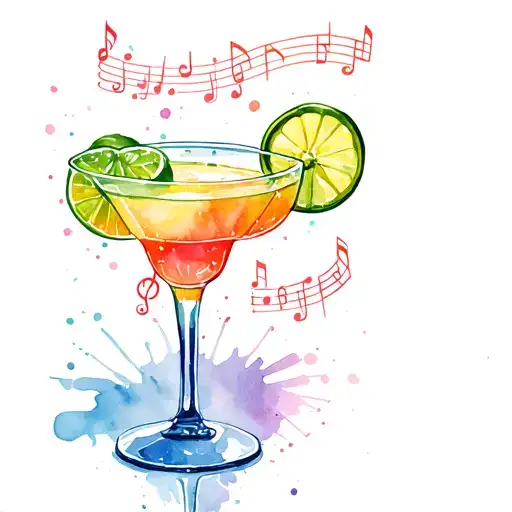 Music Notes Floating Above Margarita Glass Window