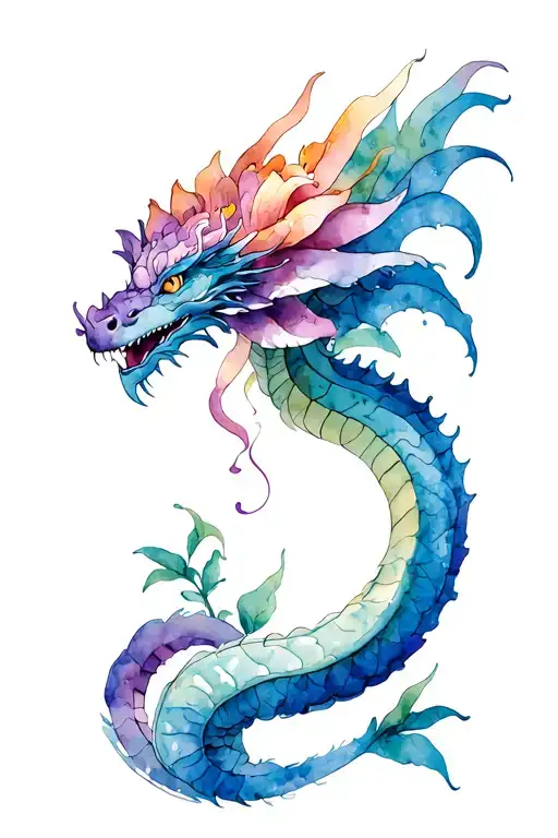 Dragon Coming Out Of A Flower Blooming Like Snake Coiled